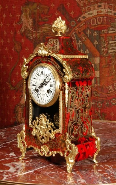 fig 3. Antique French Boulle Boudoir Clock by Samuel Marti, French - Circa 1900.